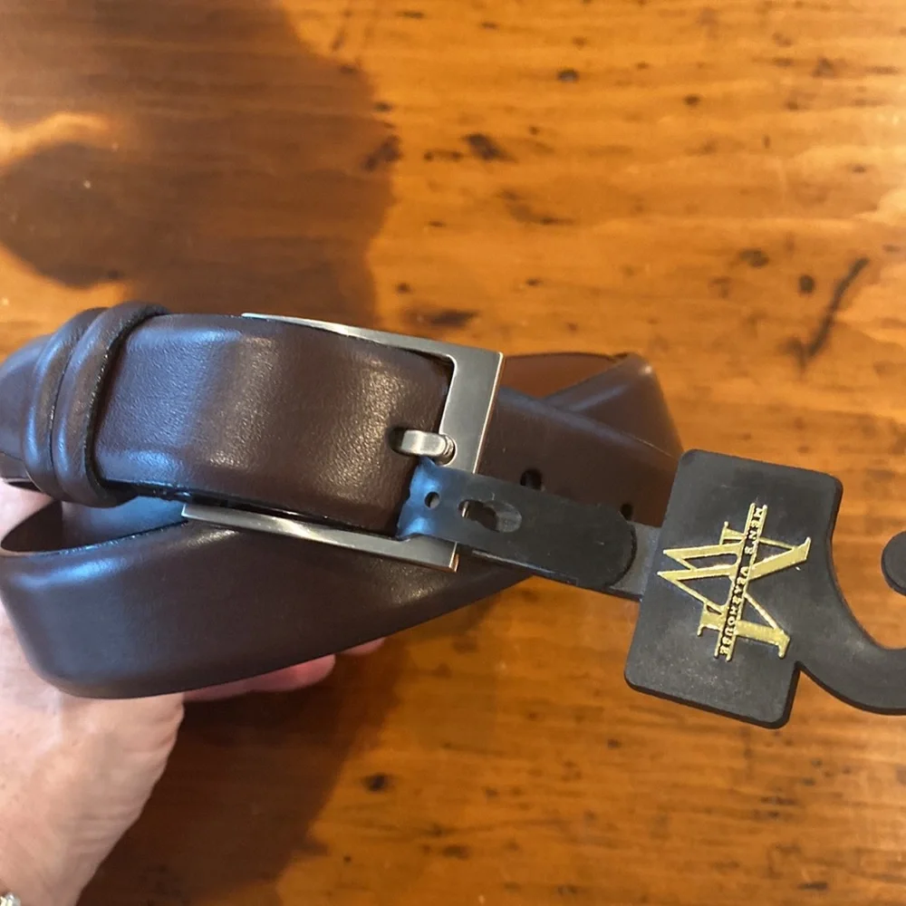 NWT leather belt brown buckle size 48 workwear